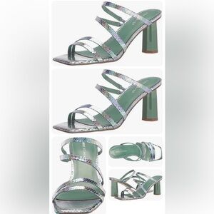 Marc Fisher Women's Kristin Heeled Sandal LIGHT GREEN RAINBOW SIZE 8 1/2 M